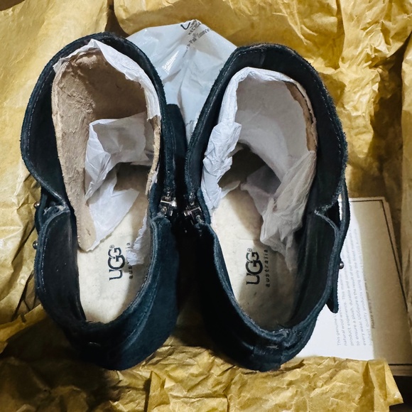 UGG ALEXANDRA Suede Wedge Ankle Boots Black Color Size 6.5 $220 - Picture 5 of 7